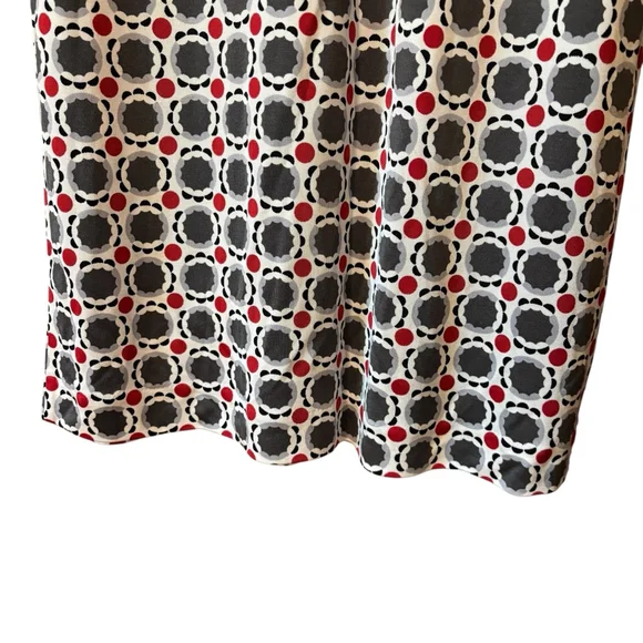 Tory Burch 100% Silk Geometric Print Dress Sz M Mod Shift Style Long Sleeve